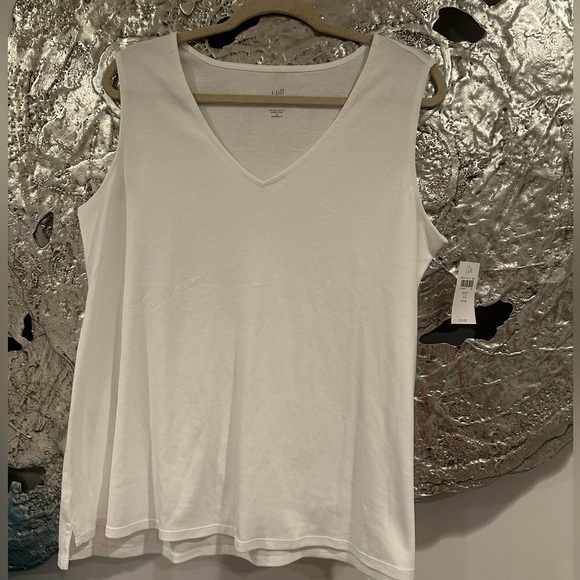 New J Jill Soft Pima Cotton White Sleeveless Top 1X - Picture 7 of 10